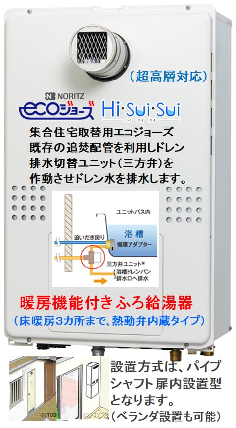 ノーリツ ノーリツ 【GTH-CV1660AW-1 BL】ノーリツ 熱源機 ガス温水暖房付ふろ給湯器 (プロパン) 設置フリー型 GTH-CVシリーズ  三方弁方式 ※リモコン別売 NORITZ