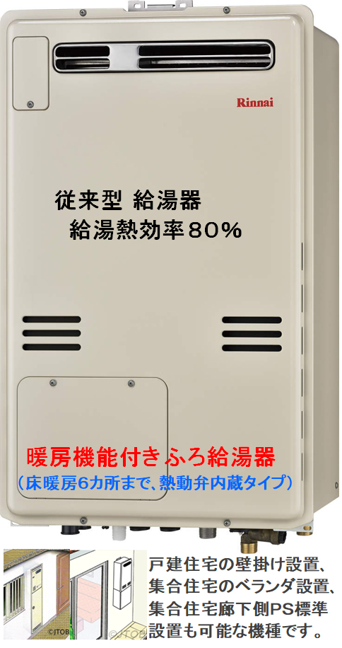 最安値正規品 [RUFH-EP2406SAF2-6_LPG+MBC-230V] リンナイ ガスふろ給湯暖房用熱源機 ドレンアップ 給排気型