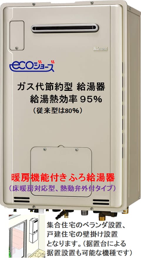 リンナイ 【フルオート】 屋外壁掛形※PS設置不可 ガス給湯器 24号 リンナイ RUFH-UE2408AW2-6-A-LPG フルオート  エコジョーズ 【プロパンガス】 水回り、配管